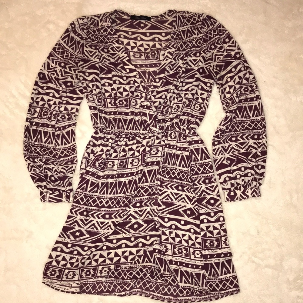 Aztec Low Cut Long Sleeve Dress